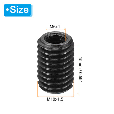 Harfington 5Stk 45# Karbonstahl Gewinde Reparatur Einsatzmutter M6x1 Weiblich bis M10x1.5 Männlich Hochfeste Schraube Hülse Einsätze Reduziermutter Adapter Reduzierstück 15mm