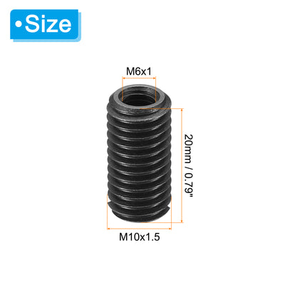 Harfington Grade 8.8 Carbon Steel Threaded Repair Insert Nut, 5pcs M6x1 Female to M10x1.5 Male High Strength Screw Sleeve Inserts Reducing Adapter Reducer 20mm