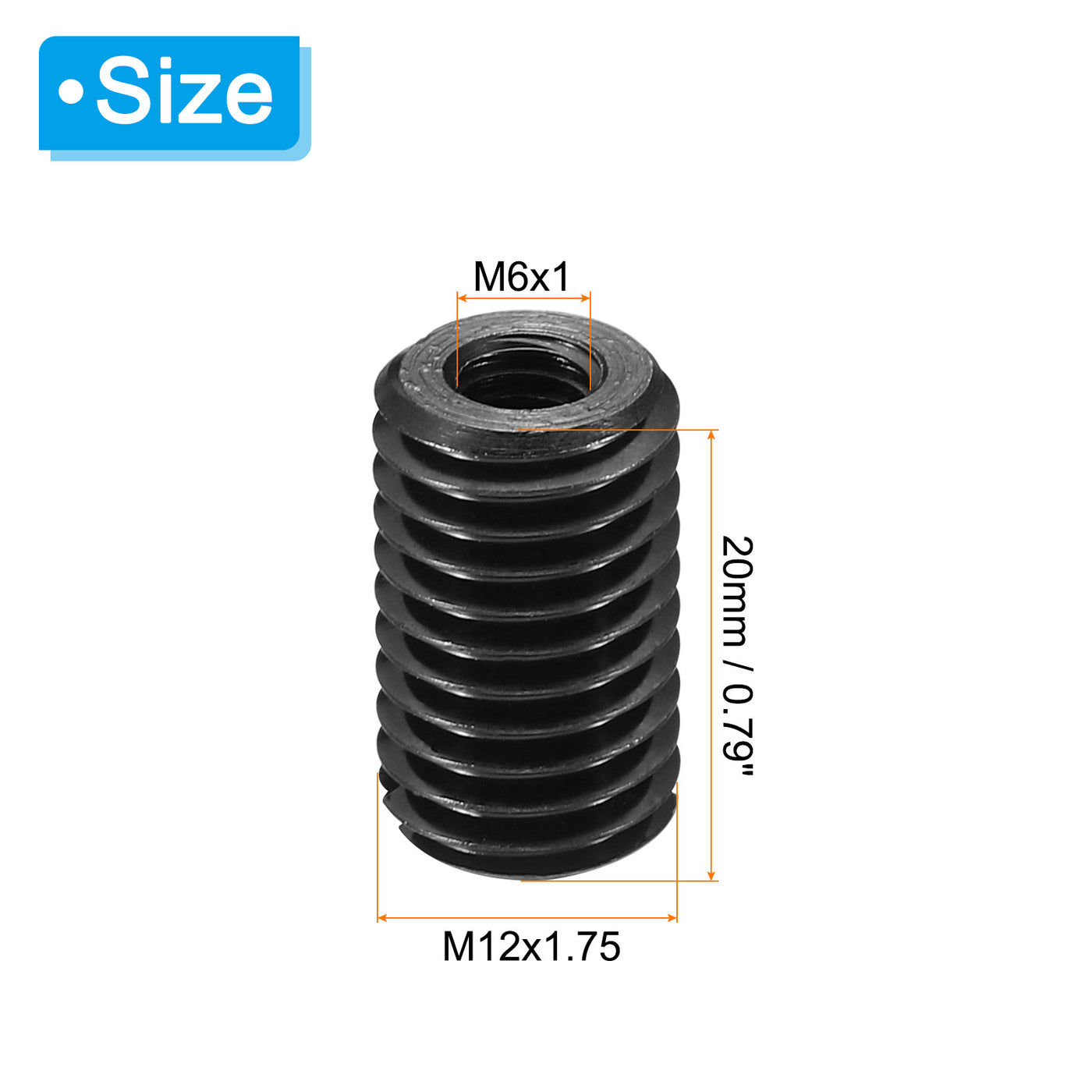 Harfington 5Stk 45# Karbonstahl Gewinde Reparatur Einsatzmutter M6x1 Weiblich bis M12x1.75 Männlich Hochfeste Schraube Hülse Einsätze Reduziermutter Adapter Reduzierstück 20mm