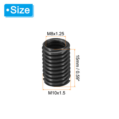 Harfington Grade 8.8 Carbon Steel Threaded Repair Insert Nut, 5pcs M8x1.25 Female to M10x1.5 Male Screw Sleeve Inserts Reducing Adapter Reducer 15mm