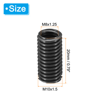 Harfington 5Stk 45# Karbonstahl Gewinde Reparatur Einsatzmutter M8x1.25 Weiblich bis M10x1.5 Männlich Hochfeste Schraube Hülse Einsätze Reduziermutter Adapter Reduzierstück 20mm