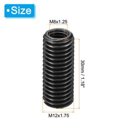 Harfington Grade 8.8 Carbon Steel Threaded Repair Insert Nut, 5pcs M8x1.25 Female to M12x1.75 Male Screw Sleeve Inserts Reducing Adapter Reducer 30mm