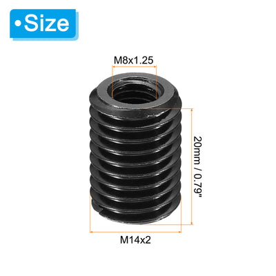 Harfington Grade 8.8 Carbon Steel Threaded Repair Insert Nut, 5pcs M8x1.25 Female to M14x2 Male High Strength Screw Sleeve Inserts Reducing Adapter Reducer 20mm