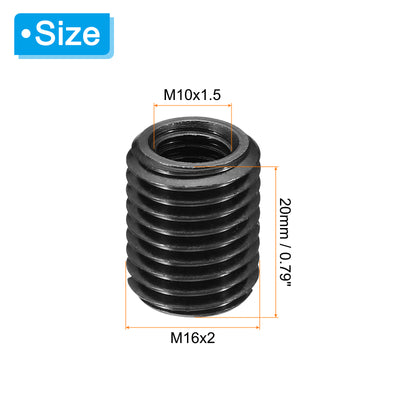 Harfington Grade 8.8 Carbon Steel Threaded Repair Insert Nut, 5pcs M10x1.5 Female to M16x-2 Male High Strength Screw Sleeve Inserts Reducing Adapter Reducer 20mm