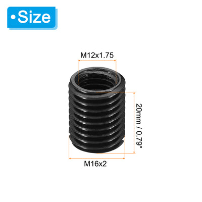 Harfington 5Stk 45# Karbonstahl Gewinde Reparatur Einsatzmutter M12x1.75 Weiblich bis M16x2 Männlich Hochfeste Schraube Hülse Einsätze Reduziermutter Adapter Reduzierstück 20mm