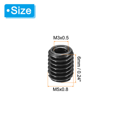 Harfington 3Stk 45# Karbonstahl Gewinde Reparatur Einsatzmutter M3x0.5 Weiblich bis M5x0.8 Männlich Hochfeste Schraube Hülse Einsätze Reduziermutter Adapter Reduzierstück 6mm