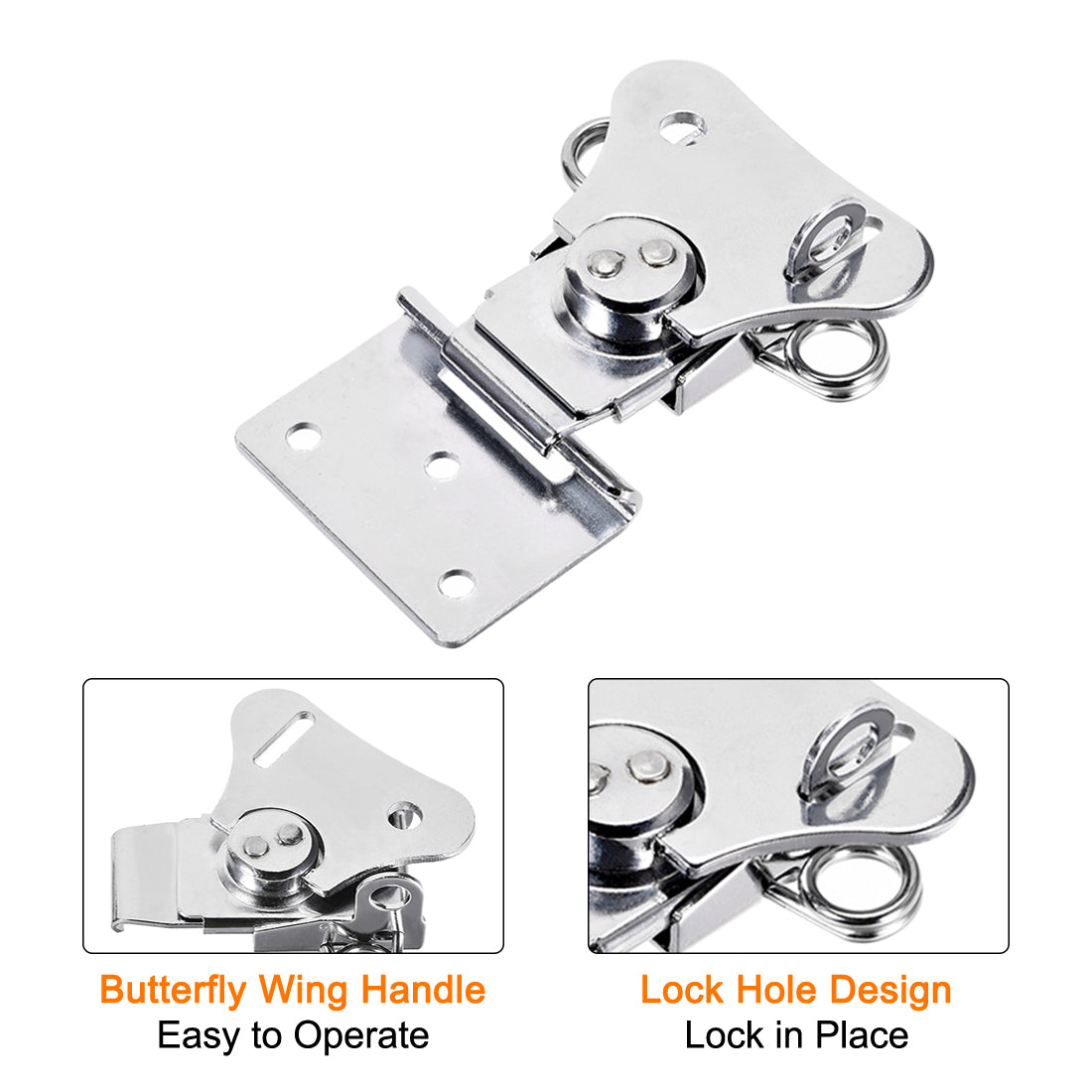 uxcell Uxcell Twist Latches, Iron Spring Loaded Butterfly Twist Latch for Box, 3.7x2.6" 4Pcs