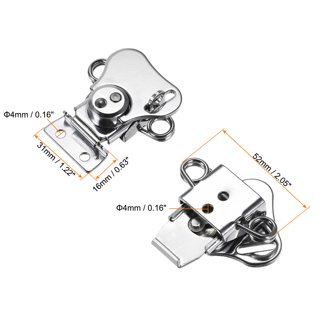 uxcell Uxcell Twist Latches, Iron Spring Loaded Butterfly Twist Latch for Box, 2.2x2" 1Pcs