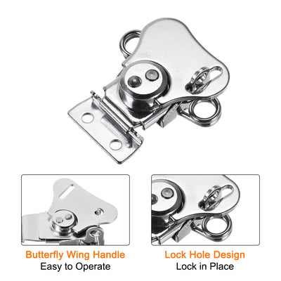 Harfington Uxcell Twist Latches, Iron Spring Loaded Butterfly Twist Latch for Box, 2.2x2" 1Pcs