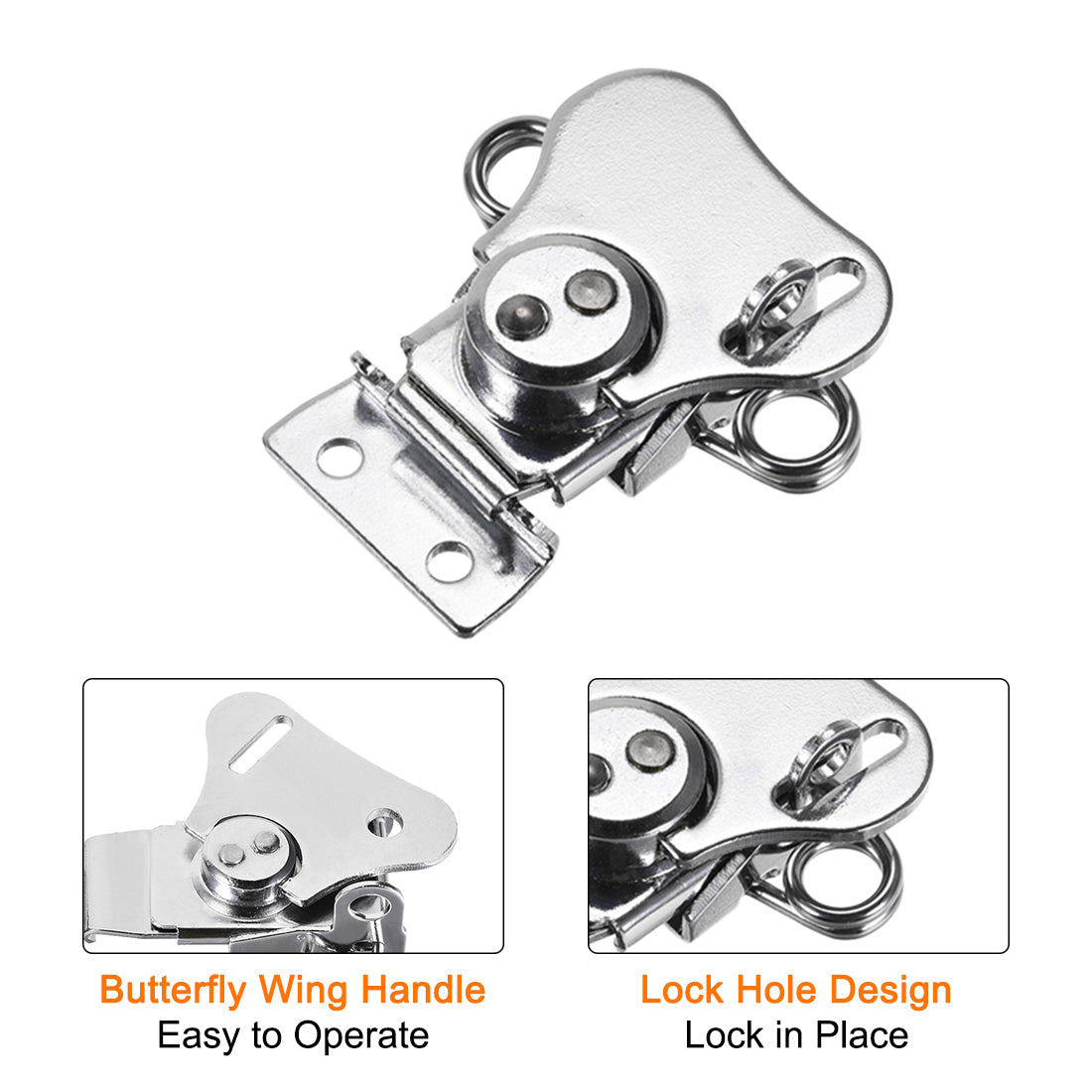 uxcell Uxcell Twist Latches, Iron Spring Loaded Butterfly Twist Latch for Box, 2.2x2" 2Pcs