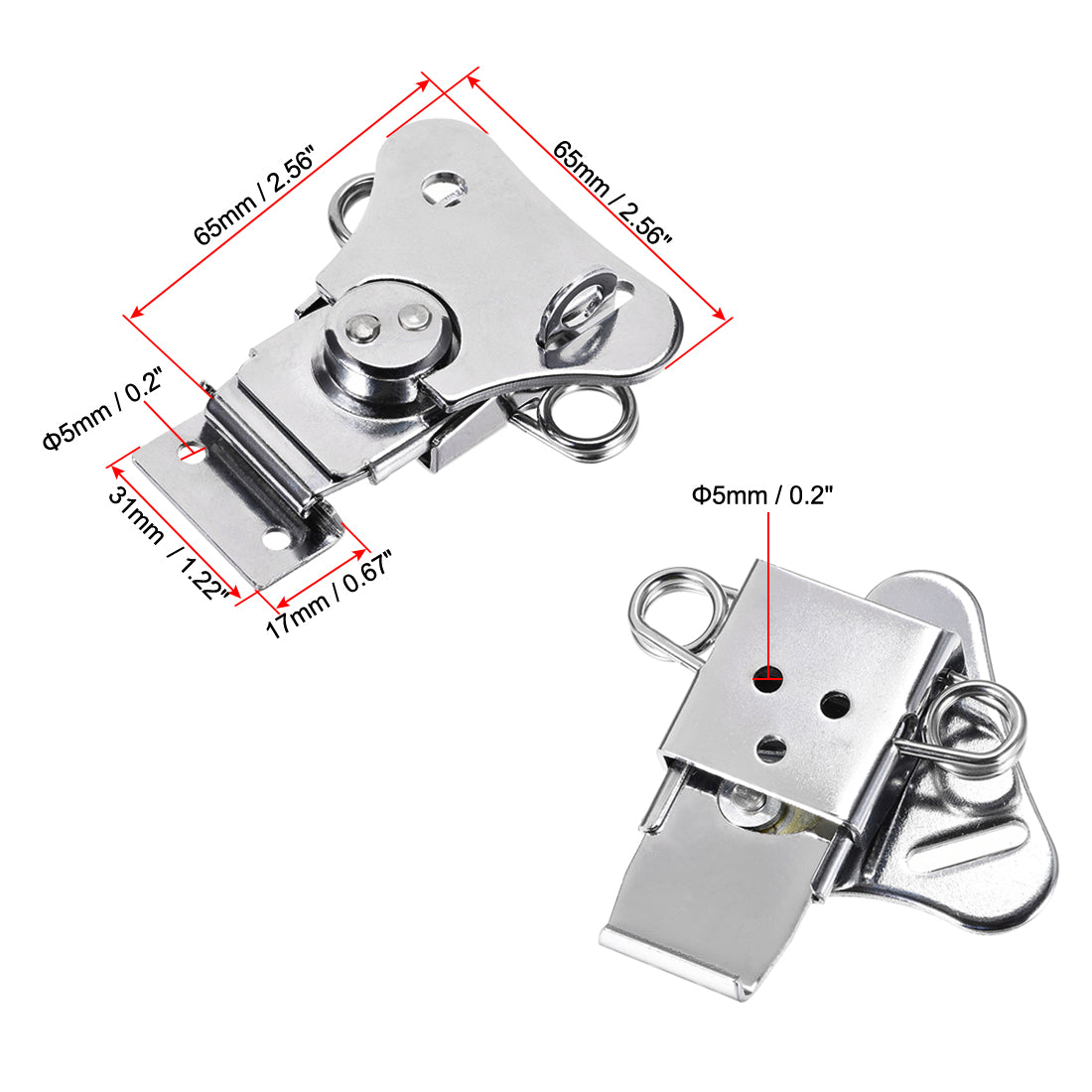 uxcell Uxcell Twist Latches, Iron Spring Loaded Butterfly Twist Latch for Box, 3.1x2.6" 2Pcs