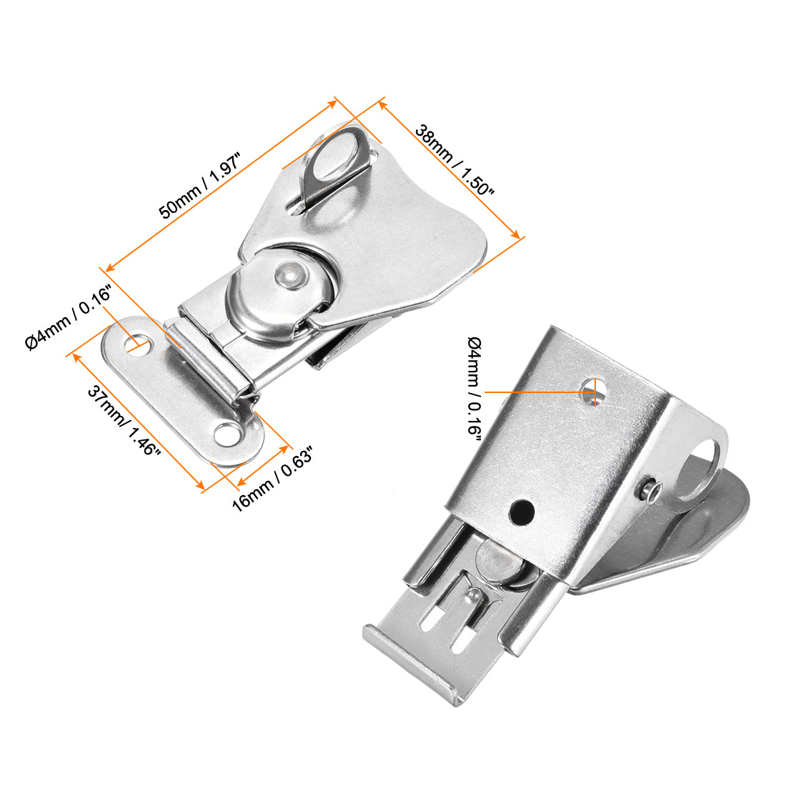 uxcell Uxcell Twist Latches, Stainless Steel Spring Loaded Butterfly Twist Latch 2.4x1.5" 3Pcs