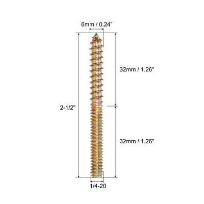 Harfington Uxcell 1/4-20x2-1/2" Hanger Bolts, 8pcs Double Ended Screws Wood Dowel Screws