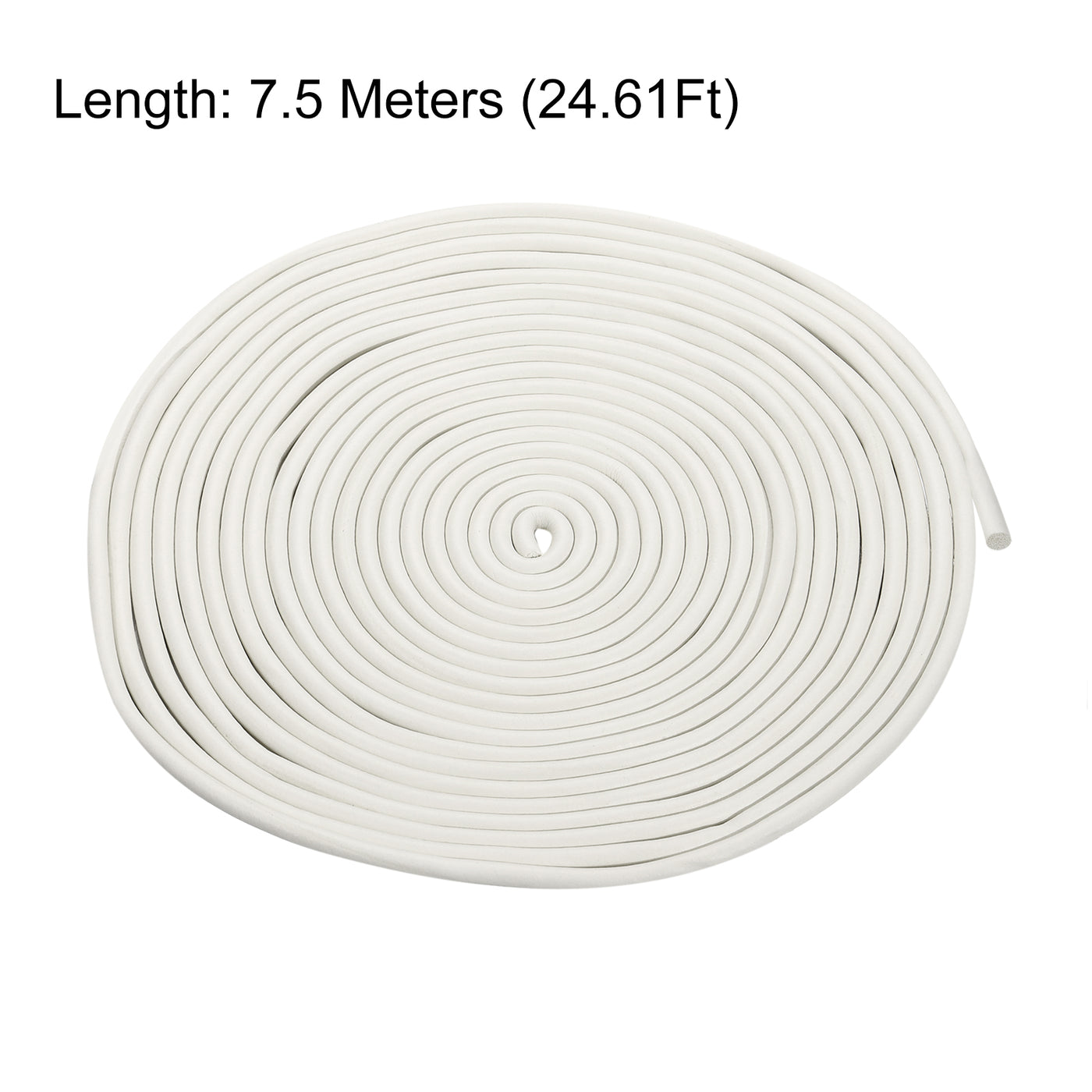 uxcell Uxcell Foam Rubber Weather Seal Strip, 6.35mm Diameter 7.5 Meters Long, White