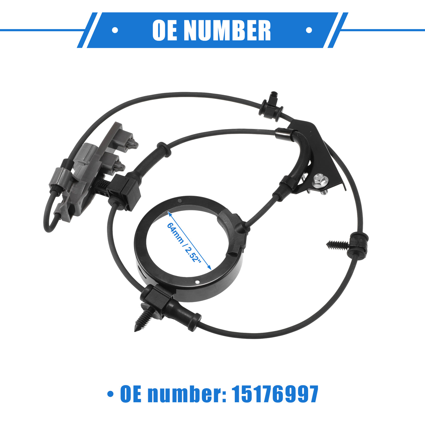 VekAuto ABS Raddrehzahlsensor kompatibel für Chevrolet Colorado 2004-2009, individuell angefertigter schwarzer vorderer linker ABS-Sensor Nr. 15176997