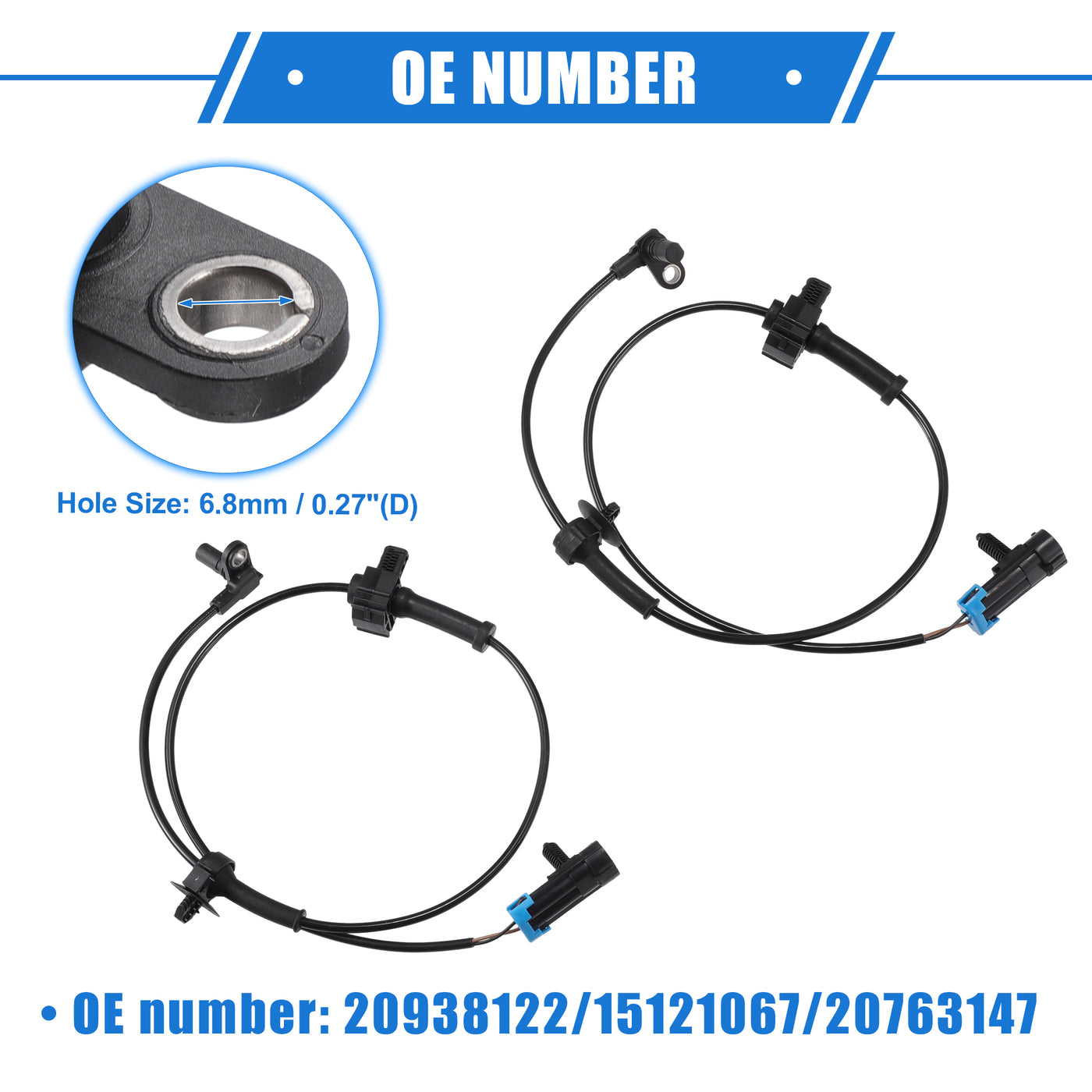 VekAuto 2 Stück ABS Raddrehzahlsensor kompatibel für Chevrolet Avalanche 2007-2013, individueller schwarzer hinterer ABS Sensor Nr. 20938122/15121067/20763147