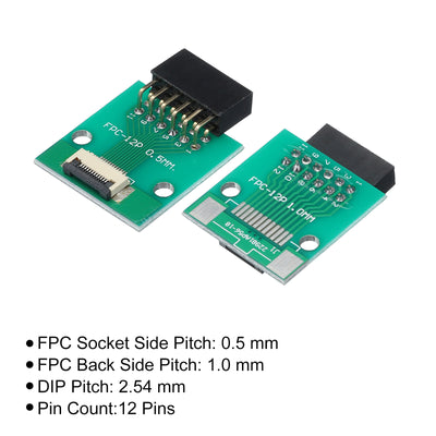 Harfington FFC FPC Converter Board 12 Pins 0.5mm 1.0mm Pitch to DIP 2.54mm PCB for LCD