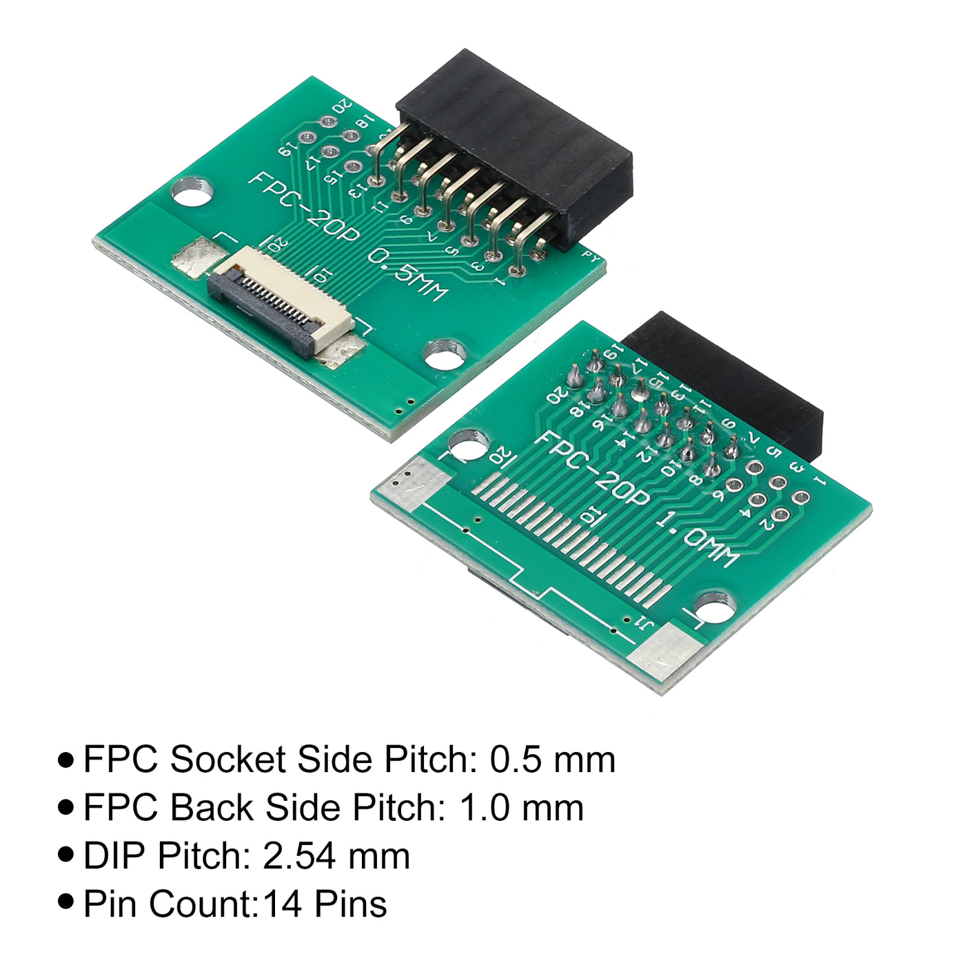 Harfington FFC FPC Converter Board 14 Pins 0.5mm 1.0mm Pitch to DIP 2.54mm PCB for LCD