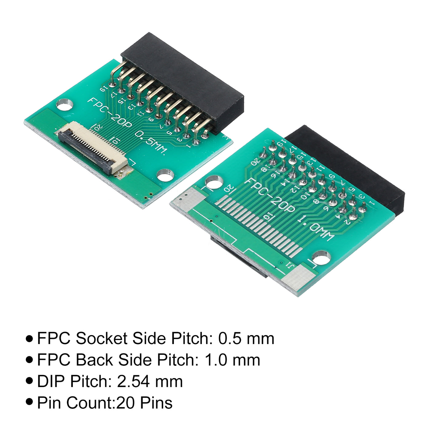 Harfington FFC FPC Converter Board 20 Pins 0.5mm 1.0mm Pitch to DIP 2.54mm PCB for LCD