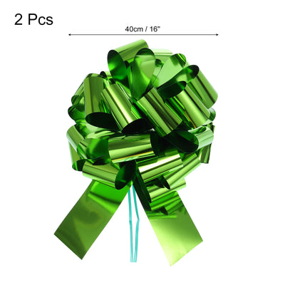 Harfington 2pcs 16 Inch Extra Giant Large Pull Bow Christmas Metallic Car Gift Wrapping Bows Ribbon for Wedding Car Baskets Presents Big Gift Bow, Lawn Green