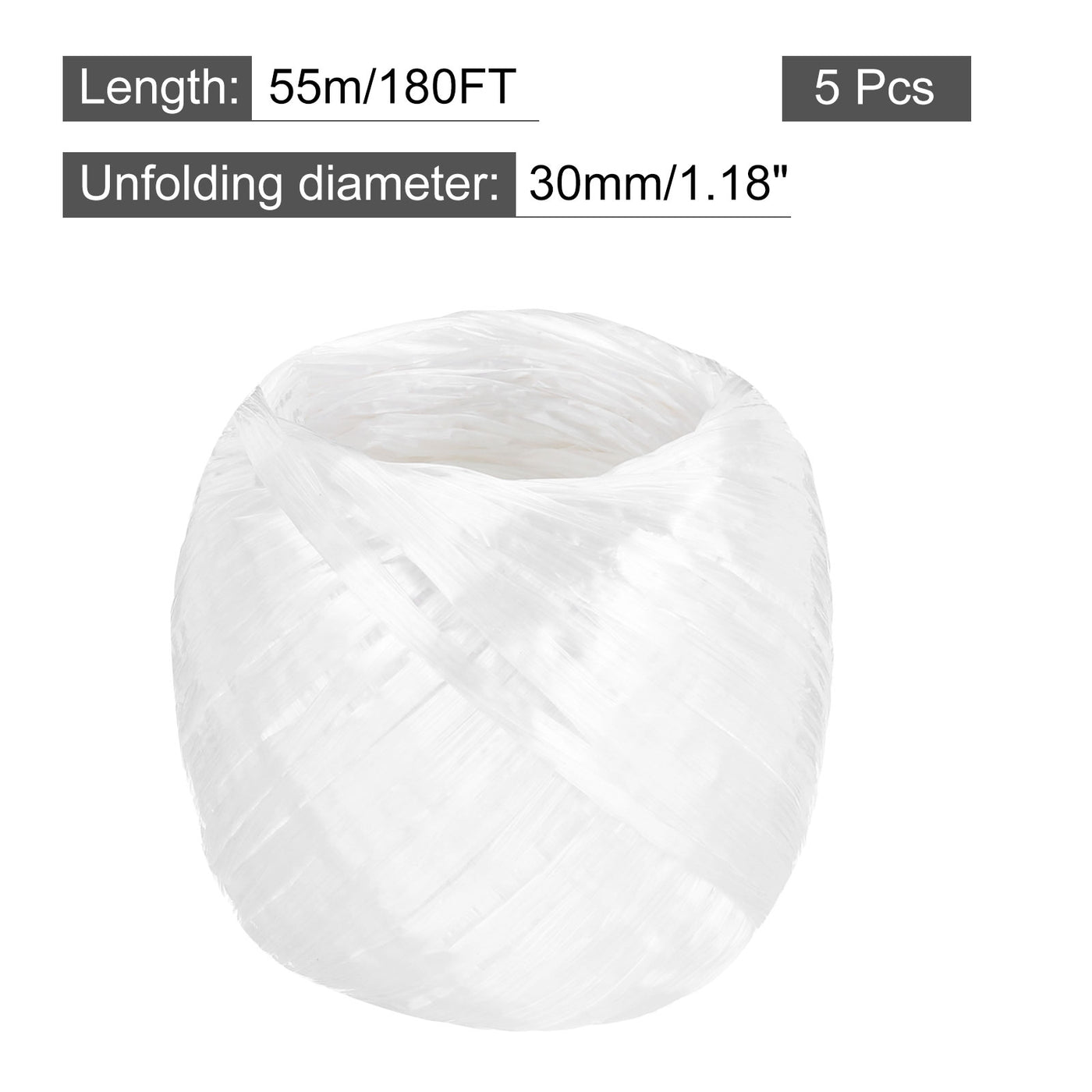 Harfington Polyester Nylon Plastic Rope Twine Household Bundled,55m Length,5 Pcs(White)