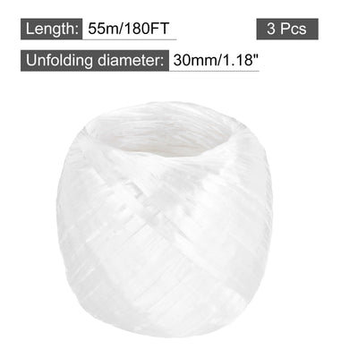 Harfington Polyester Nylon Plastic Rope Twine Household Bundled,55m Length,3 Pcs(White)