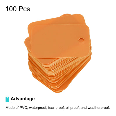 Harfington Waterproof Eyelet Hole Plastic Tags,Outdoor Tags,2x3cm Orange 100 Pcs