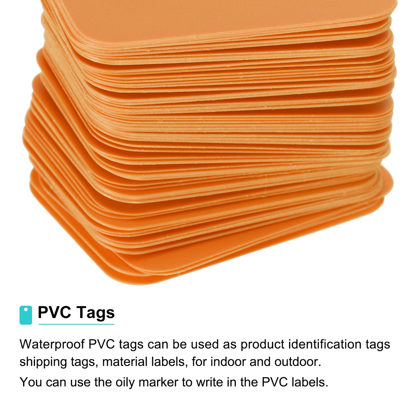 Harfington Waterproof Eyelet Hole Plastic Tags,Outdoor Tags,2x3cm Orange 100 Pcs