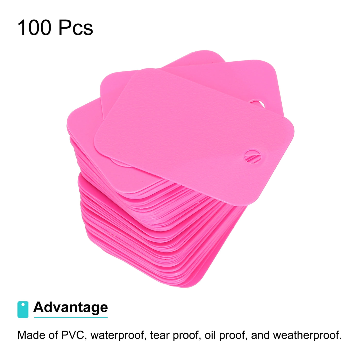 Harfington Waterproof Eyelet Hole Plastic Tags,Outdoor Tags,2x3cm Pink 100 Pcs