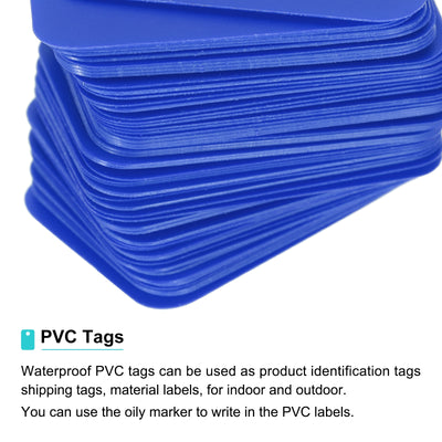 Harfington Waterproof Eyelet Hole Plastic Tags,Outdoor Tags,2x3cm Blue 100 Pcs