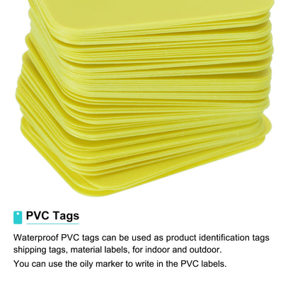 Harfington Waterproof Eyelet Hole Plastic Tags,Outdoor Tags,2x3cm Yellow 100 Pcs