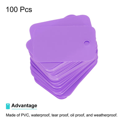 Harfington Waterproof Eyelet Hole Plastic Tags,Outdoor Tags,2x3cm Purple 100 Pcs