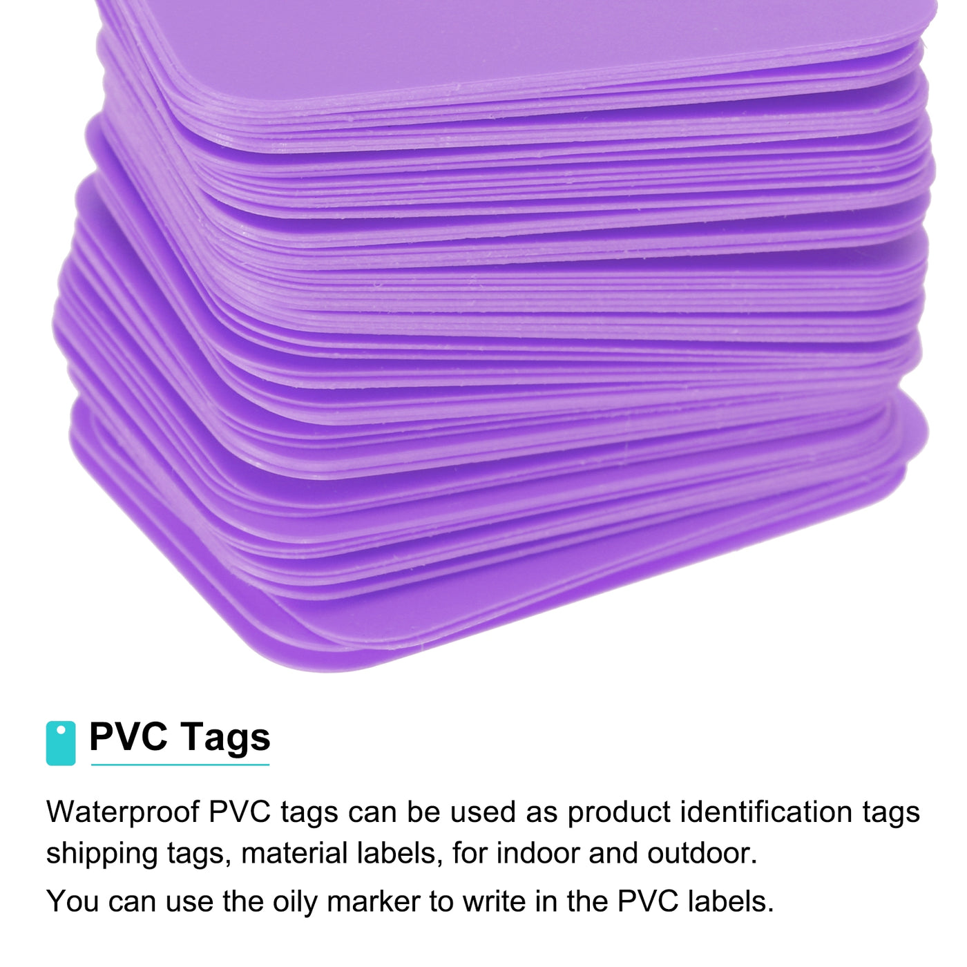 Harfington Waterproof Eyelet Hole Plastic Tags,Outdoor Tags,2x3cm Purple 100 Pcs