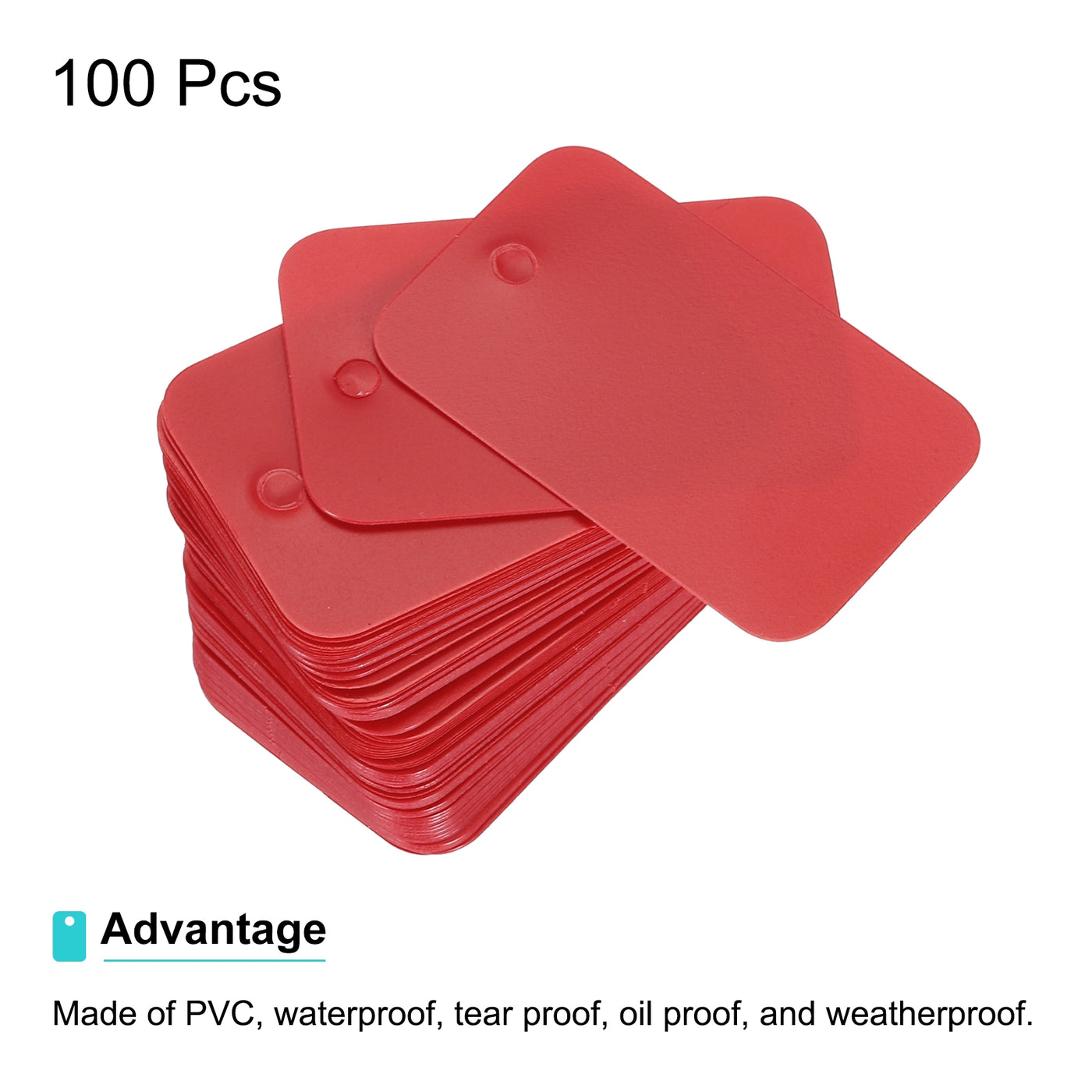 Harfington Waterproof Eyelet Hole Plastic Tags,Outdoor Tags,2.5x4cm Red 100 Pcs