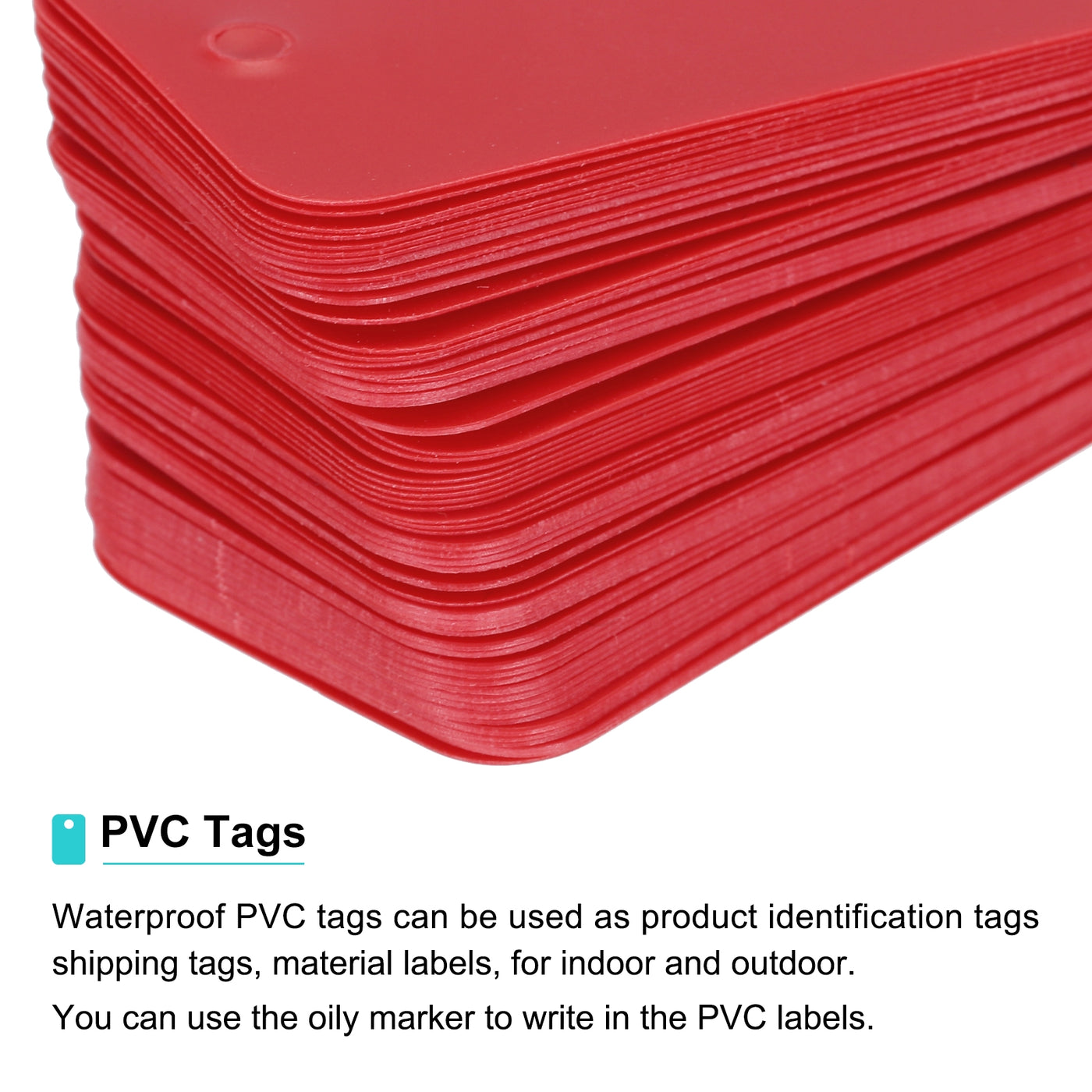 Harfington Waterproof Eyelet Hole Plastic Tags,Outdoor Tags,2.5x4cm Red 100 Pcs