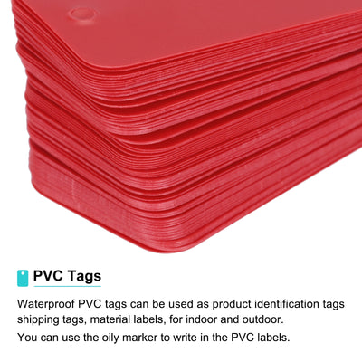 Harfington Waterproof Eyelet Hole Plastic Tags,Outdoor Tags,2.5x4cm Red 100 Pcs