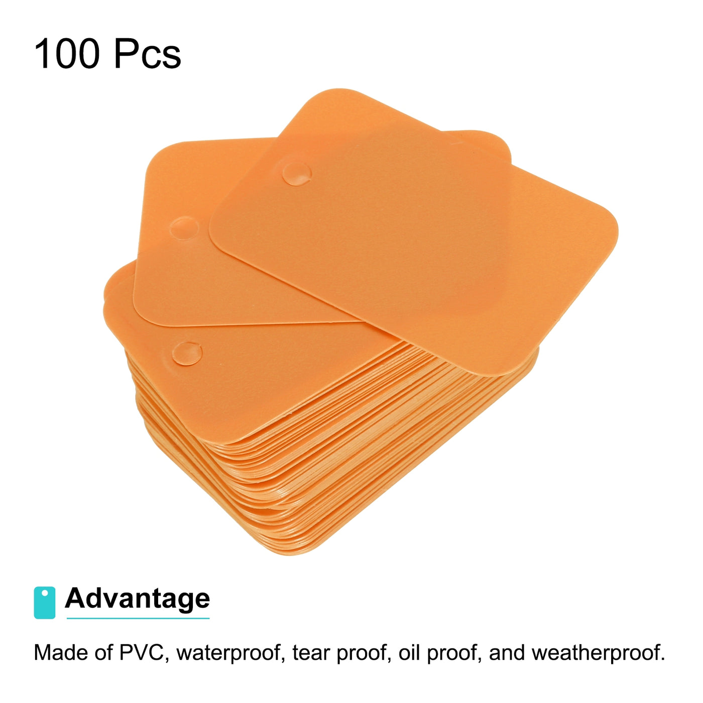 Harfington Waterproof Eyelet Hole Plastic Tags,Outdoor Tags,2.5x4cm Orange 100 Pcs