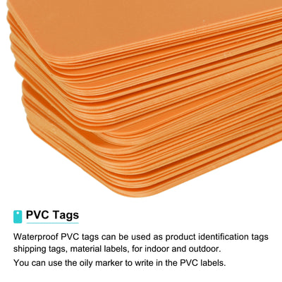 Harfington Waterproof Eyelet Hole Plastic Tags,Outdoor Tags,2.5x4cm Orange 100 Pcs