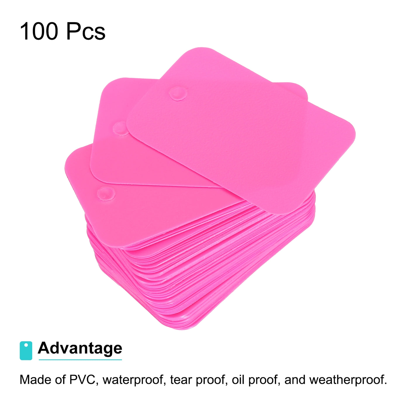 Harfington Waterproof Eyelet Hole Plastic Tags,Outdoor Tags,2.5x4cm Pink 100 Pcs