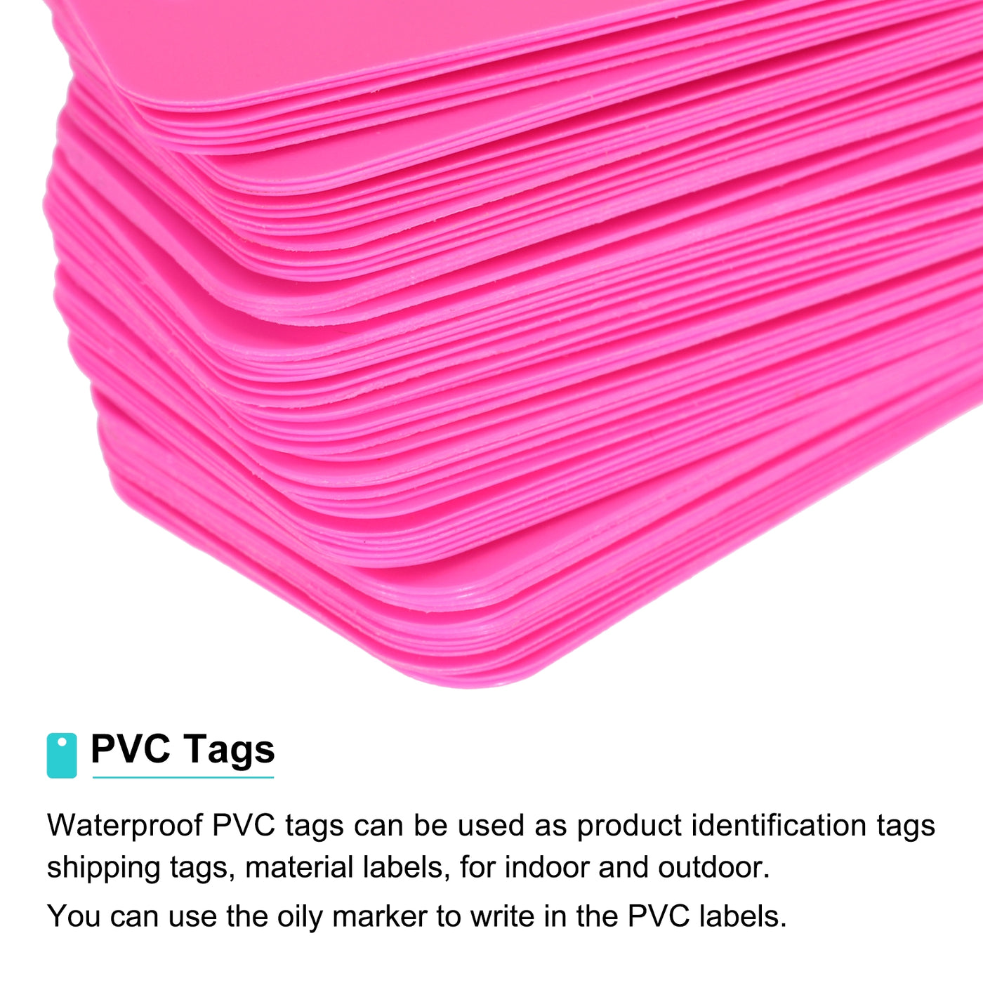 Harfington Waterproof Eyelet Hole Plastic Tags,Outdoor Tags,2.5x4cm Pink 100 Pcs