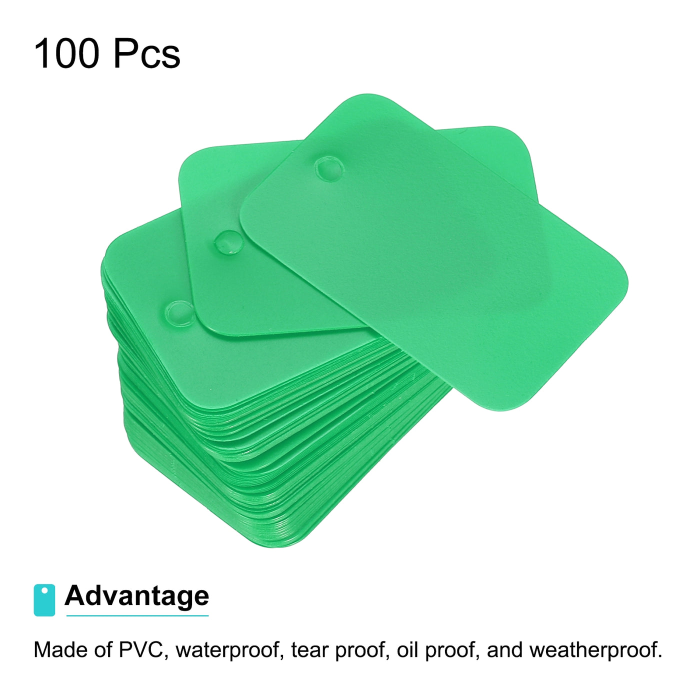 Harfington Waterproof Eyelet Hole Plastic Tags,Outdoor Tags,2.5x4cm Light Green 100 Pcs