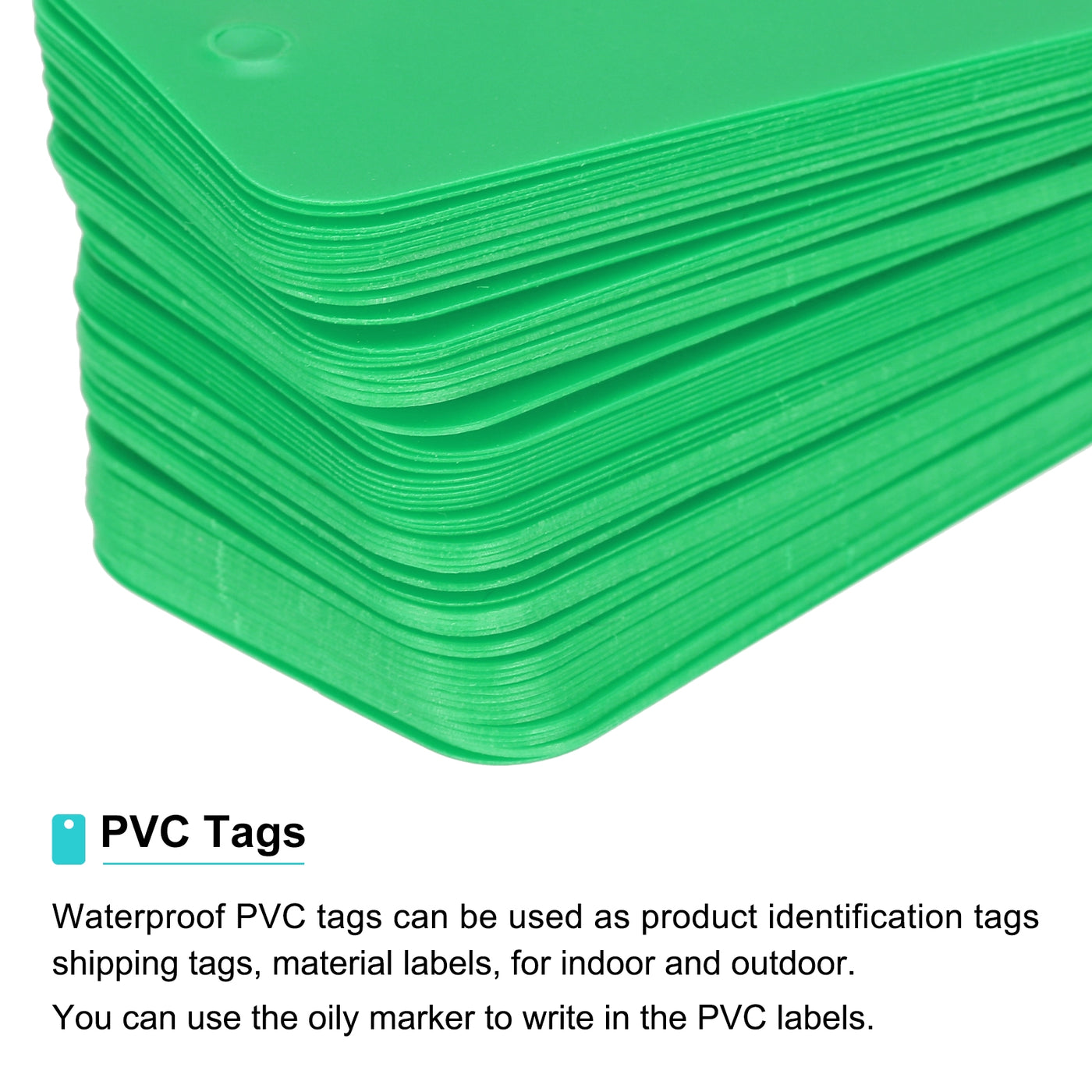 Harfington Waterproof Eyelet Hole Plastic Tags,Outdoor Tags,2.5x4cm Light Green 100 Pcs