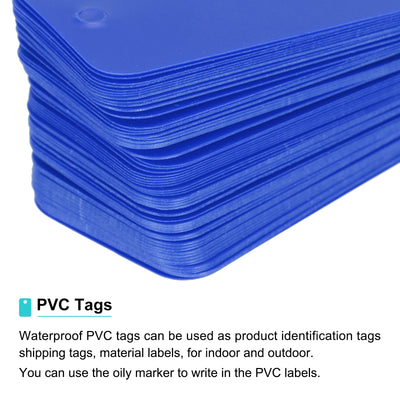 Harfington Waterproof Eyelet Hole Plastic Tags,Outdoor Tags,2.5x4cm Blue 100 Pcs