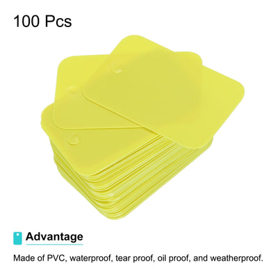 Harfington Waterproof Eyelet Hole Plastic Tags,Outdoor Tags,2.5x4cm Yellow 100 Pcs