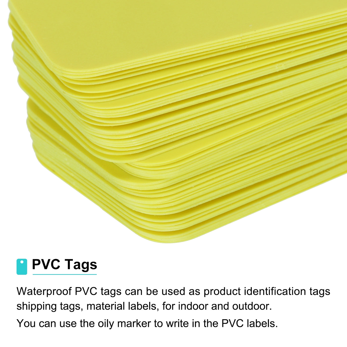 Harfington Waterproof Eyelet Hole Plastic Tags,Outdoor Tags,2.5x4cm Yellow 100 Pcs