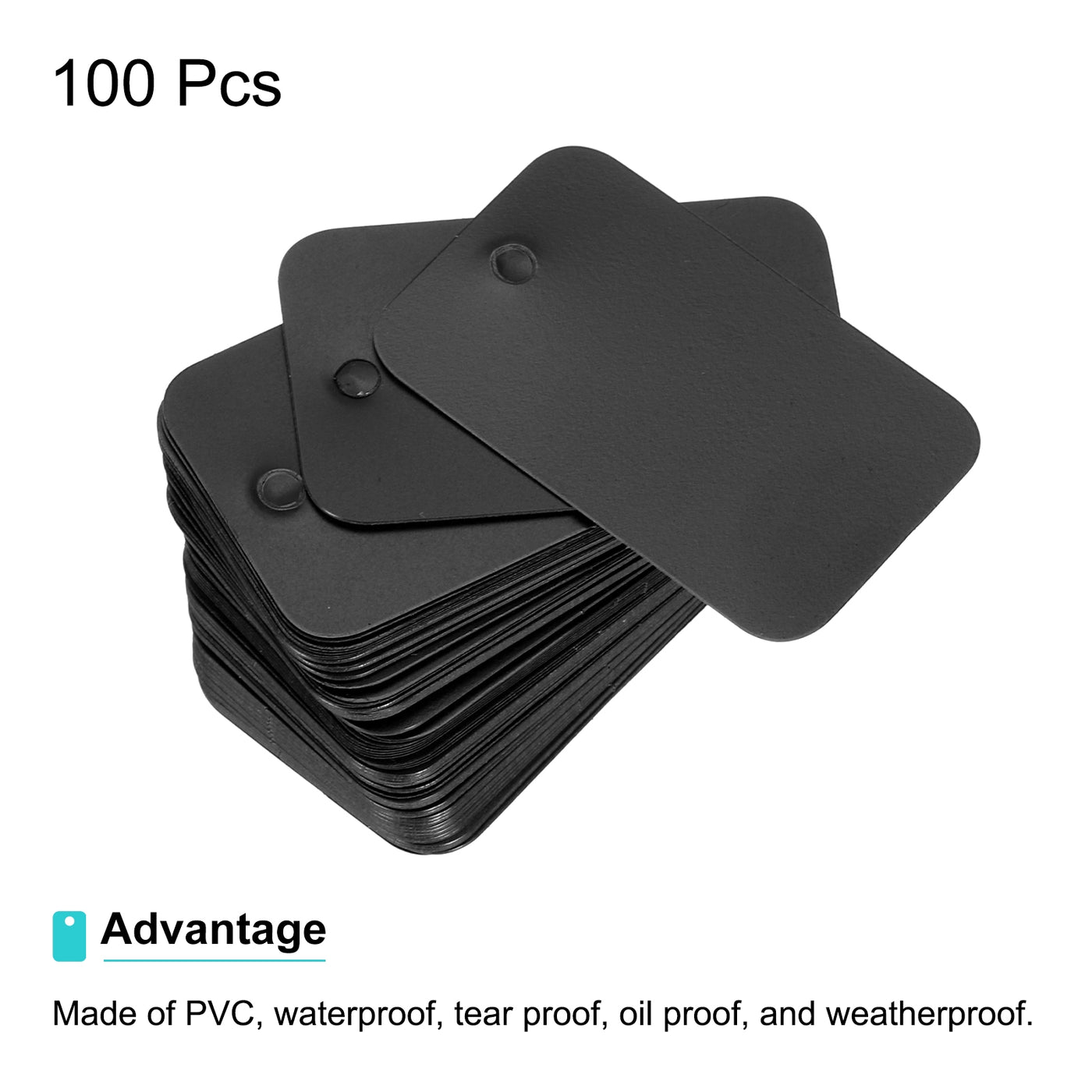 Harfington Waterproof Eyelet Hole Plastic Tags,Outdoor Tags,2.5x4cm Black 100 Pcs