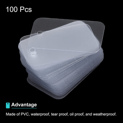 Harfington Waterproof Eyelet Hole Plastic Tags,Outdoor Tags,2.5x4cm Clear Scrub 100 Pcs