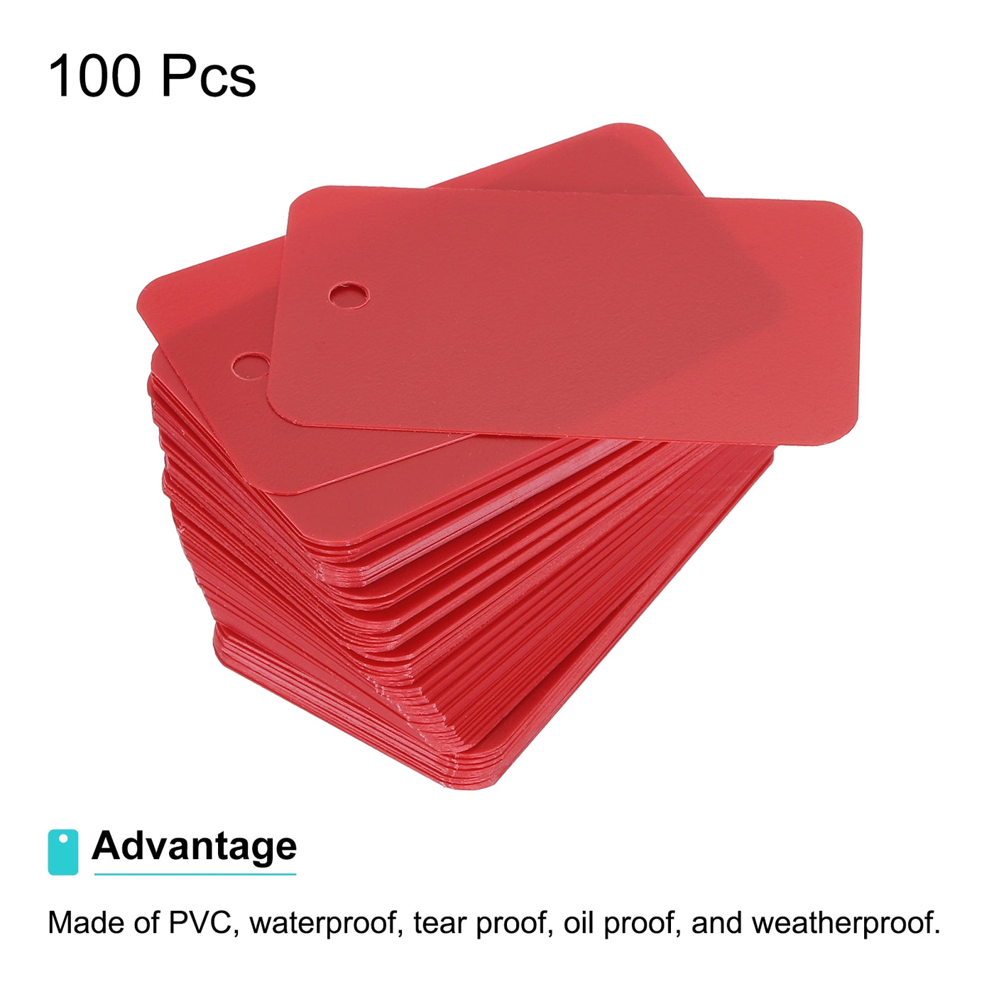 Harfington Waterproof Eyelet Hole Plastic Tags,Outdoor Tags,3.5x6cm Red 100 Pcs