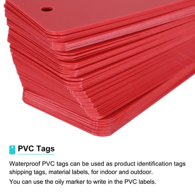 Harfington Waterproof Eyelet Hole Plastic Tags,Outdoor Tags,3.5x6cm Red 100 Pcs