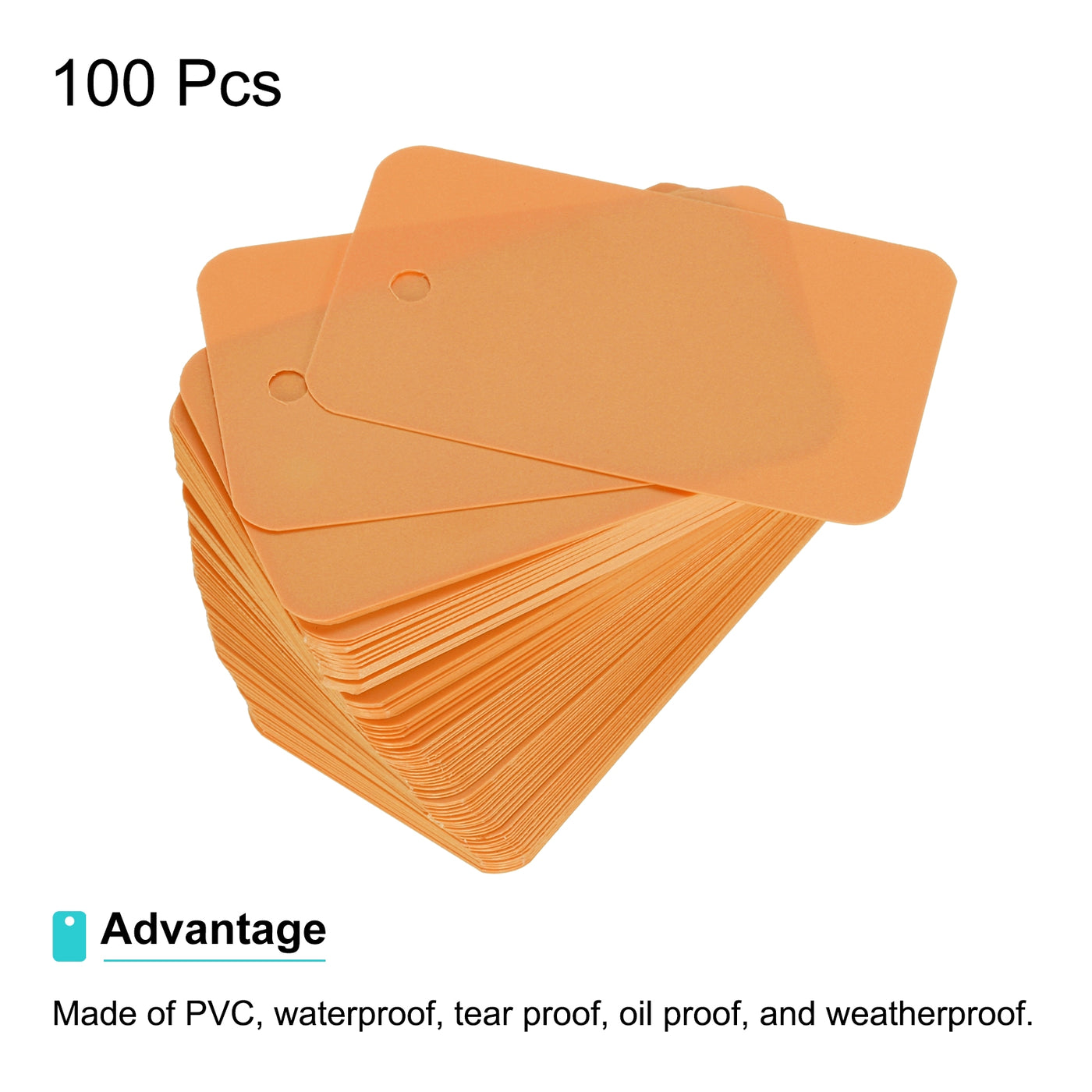 Harfington Waterproof Eyelet Hole Plastic Tags,Outdoor Tags,3.5x6cm Orange 100 Pcs